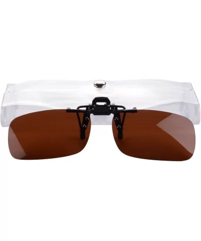 Anti-glare Blue Blocking UV400 Polarized Clips on Sunglasses - Brown - CB18H25GGAD $11.77 Rectangular