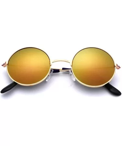 Polarized Sunglasses Classic Mirrored Glasses - Goldframe Fuchsia - C81987R2296 $9.31 Round