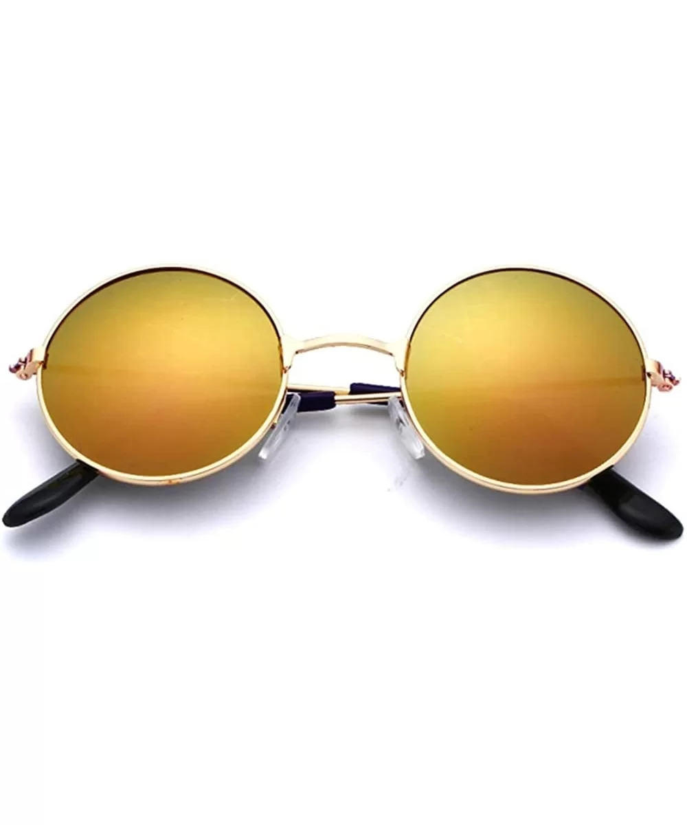 Polarized Sunglasses Classic Mirrored Glasses - Goldframe Fuchsia - C81987R2296 $9.31 Round