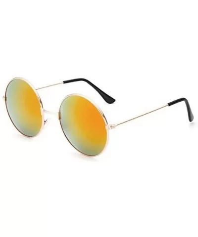 Polarized Sunglasses Classic Mirrored Glasses - Goldframe Fuchsia - C81987R2296 $9.31 Round