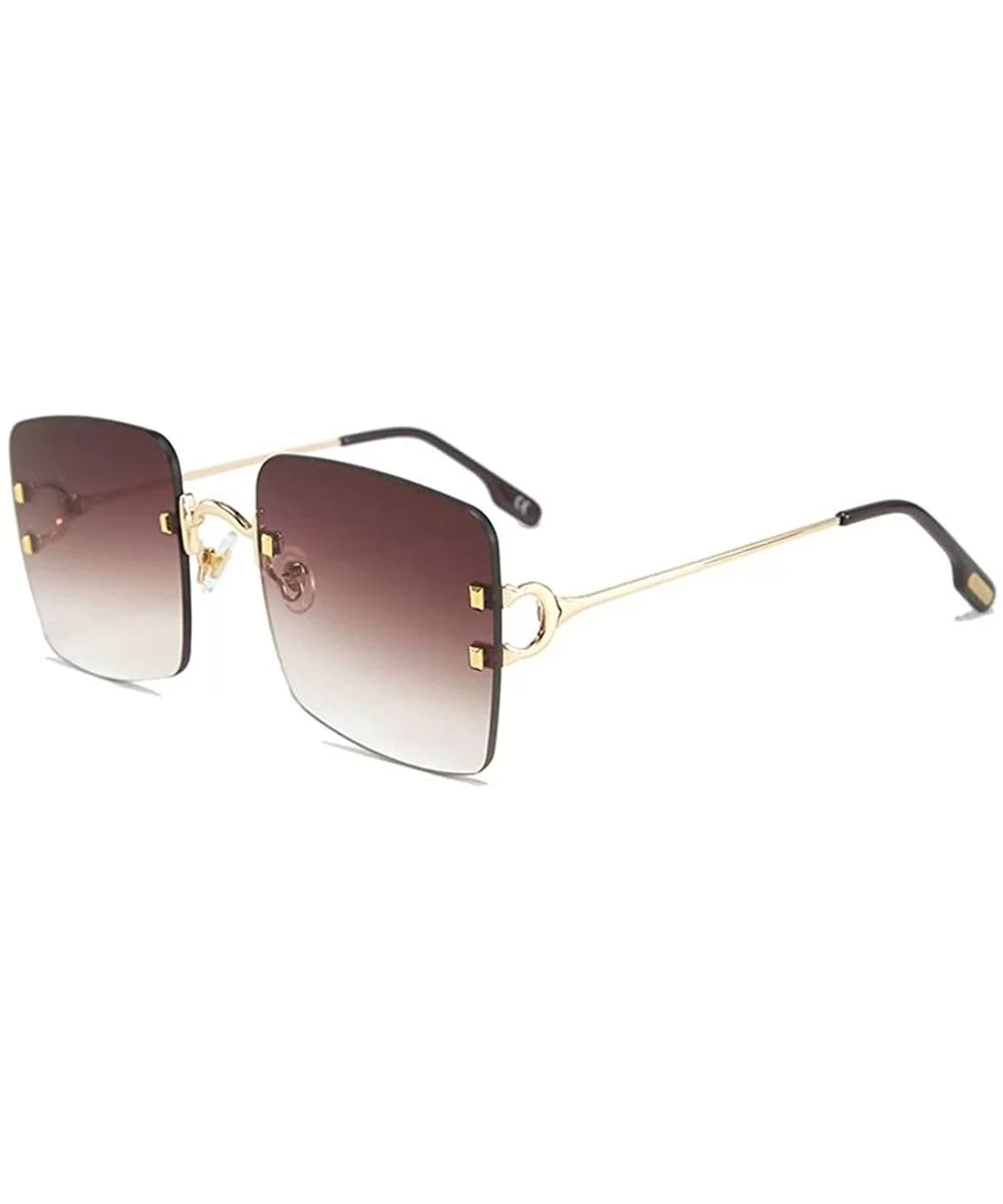 2019 New Women's Frameless Square Sunglasses Individual Irregular Frameless Retro Sunglasses UV400 - Brown - C4193IHA4DS $17....