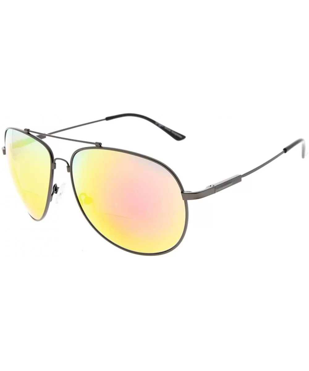 Large Bifocal Sunglasses Polit Style Sunshine Readers with Bendable Memory Bridge and Arm - CU18032ORA0 $40.42 Rectangular