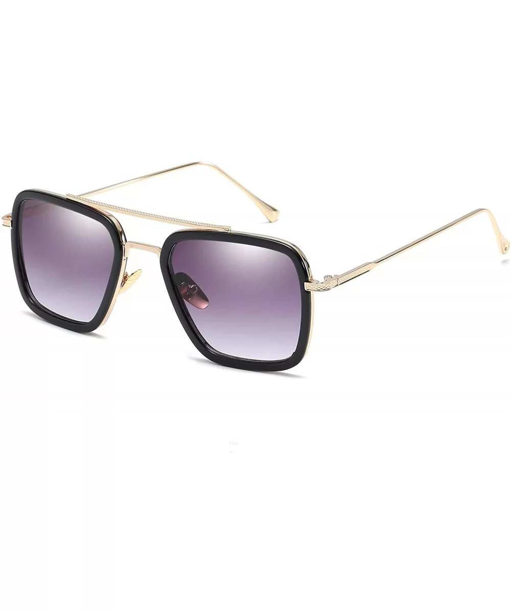 Aviator Sunglasses For Men Women Retro Vintage Square Designer Shades with Case - 66218gradient Grey Lens - CL18T3ISMT3 $19.6...