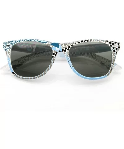 Abstract Geometric Colorful 90's Graffiti Graphics Retro Horn Rimmed Style Sunglasses (Blue-Grey-White) - CN11988CCML $13.72 ...