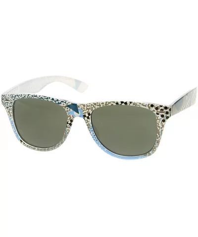 Abstract Geometric Colorful 90's Graffiti Graphics Retro Horn Rimmed Style Sunglasses (Blue-Grey-White) - CN11988CCML $13.72 ...