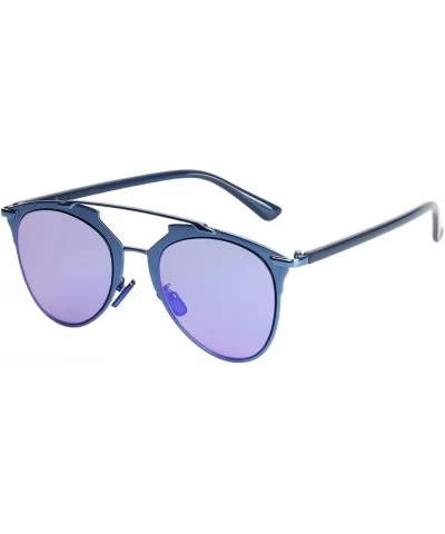 Fashion Women Full Metal Round Circle Mirror Driver Aviator Sunglasses 2012 - Blue - CC12HP3HOCX $38.17 Aviator