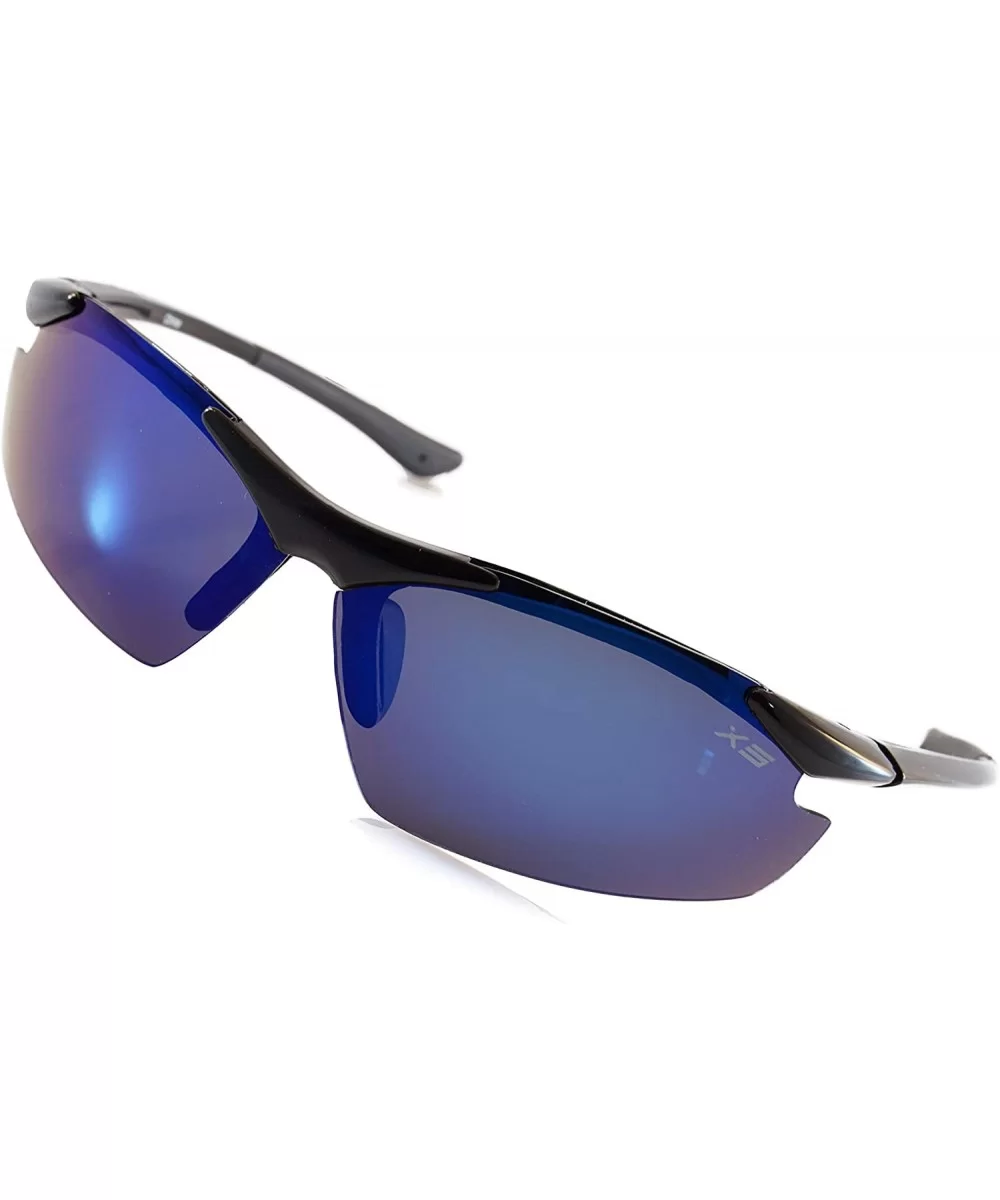 Polarized Mirrored Extreme Sports Wrap Sunglasses P018 - Blue Rv - CE18H9TGERZ $17.56 Sport