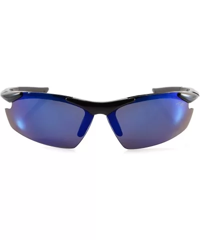 Polarized Mirrored Extreme Sports Wrap Sunglasses P018 - Blue Rv - CE18H9TGERZ $17.56 Sport