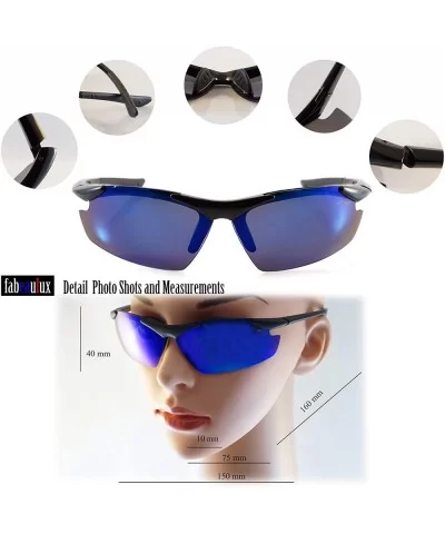 Polarized Mirrored Extreme Sports Wrap Sunglasses P018 - Blue Rv - CE18H9TGERZ $17.56 Sport