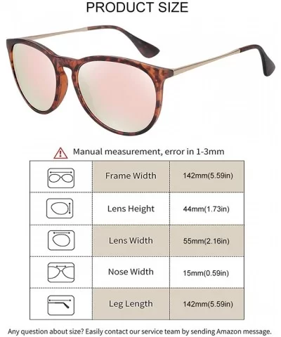 Polarized Sunglasses for Women Vintage Retro Round Mirrored Lens - Leopard Frame Light Pink Lens - CJ19CKT088A $22.64 Sport