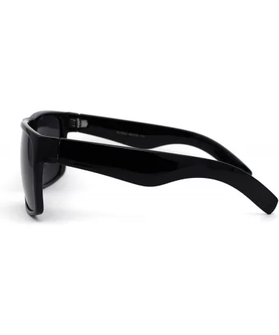 No Glare Polarized Lens Flat Top Hipster Plastic Horn Rim Sunglasses - Shiny Black Black - CR195KEQDCS $20.28 Oversized