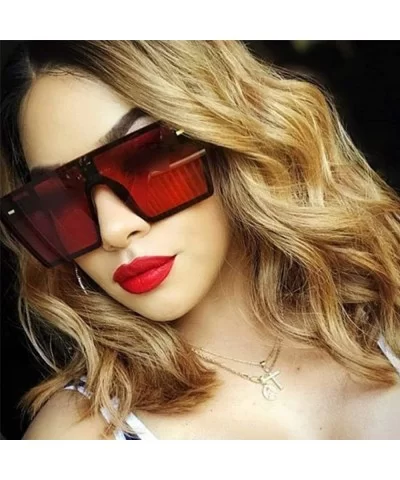 Flat Top Oversize Square Sunglasses Women Retro Gradient Sun Glasses Men Big Frame Vintage Eyewear UV400 - Yellow - CO1984AED...