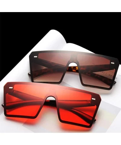 Flat Top Oversize Square Sunglasses Women Retro Gradient Sun Glasses Men Big Frame Vintage Eyewear UV400 - Yellow - CO1984AED...