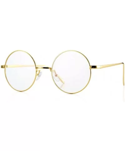 Retro Round Metal Frame Clear Lens Glasses Non-Prescription - A1 Gold – Blue Light Glasses - CR18Y3YT8Q9 $17.31 Round