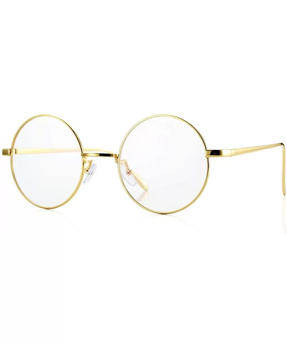 Retro Round Metal Frame Clear Lens Glasses Non-Prescription - A1 Gold – Blue Light Glasses - CR18Y3YT8Q9 $17.31 Round