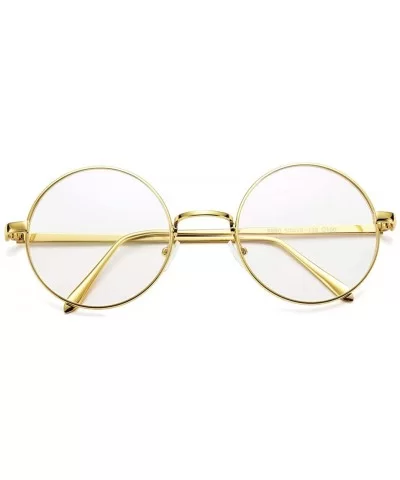 Retro Round Metal Frame Clear Lens Glasses Non-Prescription - A1 Gold – Blue Light Glasses - CR18Y3YT8Q9 $17.31 Round