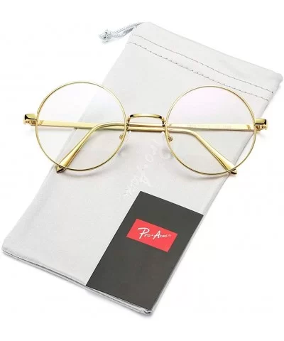 Retro Round Metal Frame Clear Lens Glasses Non-Prescription - A1 Gold – Blue Light Glasses - CR18Y3YT8Q9 $17.31 Round