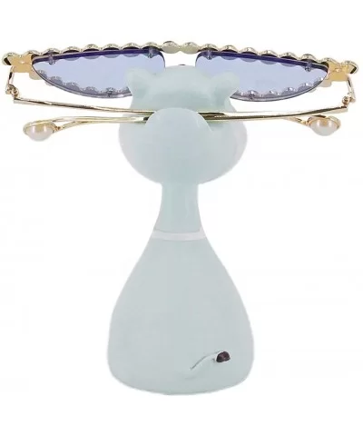 Vintage Cat Eye Diamond Crystal Sunglasses for Women Oversized Plastic Frame - Gold Frame/Blue Lens - C118UIYRD2Q $23.95 Aviator