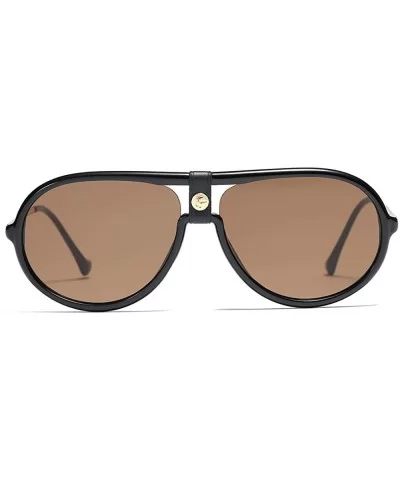 Leather sunglasses Pilot Sunglasses Women Men Vintage Oversizd Glasses Mirror Lens - 2 - C718Z752WIX $27.40 Square