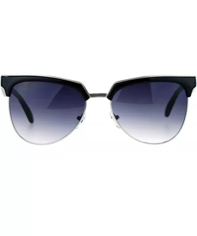 Hipster Retro Half Horn Rim Cat Eye Sunglasses - Black Silver Smoke - C012FV995XJ $17.43 Cat Eye