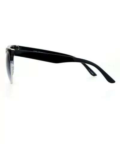 Hipster Retro Half Horn Rim Cat Eye Sunglasses - Black Silver Smoke - C012FV995XJ $17.43 Cat Eye