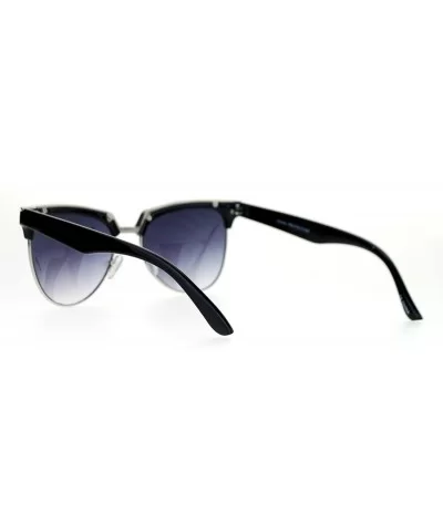 Hipster Retro Half Horn Rim Cat Eye Sunglasses - Black Silver Smoke - C012FV995XJ $17.43 Cat Eye