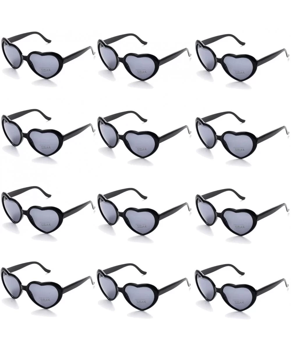 12 Pack Black Heart Sunglasses for Women Wholesale Unisex 80's Party Favors Eyewear Multiple Choice(Black Heart) - CQ18RZI0OG...