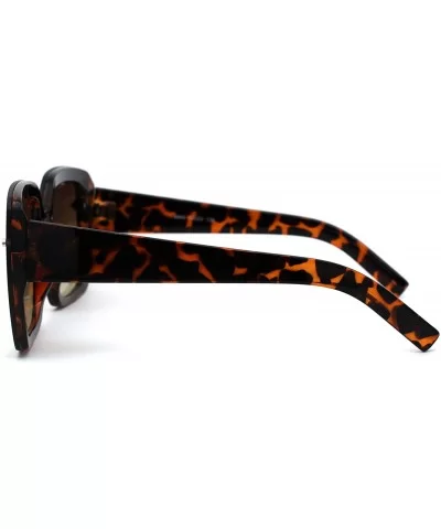 Womens Chic Rectangular Mod Plastic Exposed Lens Edge Sunglasses - Tortoise Brown - C318ZTA862D $17.41 Rectangular