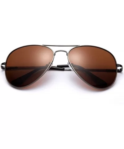 Night Vision & Day Time Driving Sunglasses Classic Aviator Style w/Spring Hinge - Gunmetal/Brown - C911LTPC1OP $13.60 Aviator