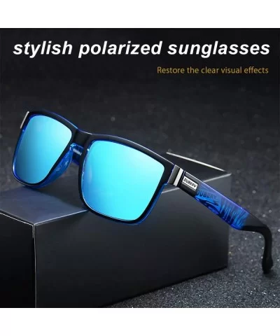 Sunglasses Men Women Polarized Square Frame Tortoise Sports UV400 With Sunglasses Case For Driving Outdoor Travel - CO18UDGZA...