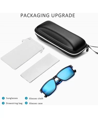 Sunglasses Men Women Polarized Square Frame Tortoise Sports UV400 With Sunglasses Case For Driving Outdoor Travel - CO18UDGZA...