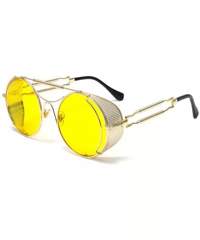 Round Retro Sun Glasses Men Women 2020 Fashion Windproof Punk Sunglasses Outdoor Pilot Mens Goggle - Yellow - C1192YN5KEC $23...