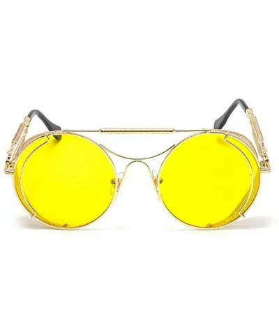 Round Retro Sun Glasses Men Women 2020 Fashion Windproof Punk Sunglasses Outdoor Pilot Mens Goggle - Yellow - C1192YN5KEC $23...