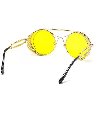 Round Retro Sun Glasses Men Women 2020 Fashion Windproof Punk Sunglasses Outdoor Pilot Mens Goggle - Yellow - C1192YN5KEC $23...