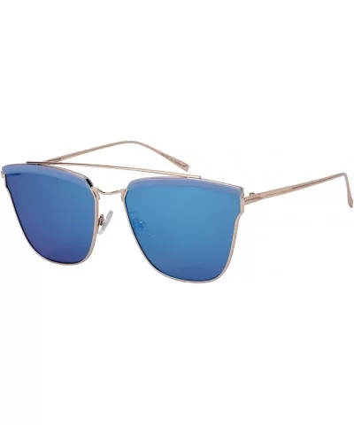 Women's Chic Square Sunnies with Flat Color Mirror Lens 32209-FLREV - Jelly Blue - CQ12NT7W0KC $14.38 Square