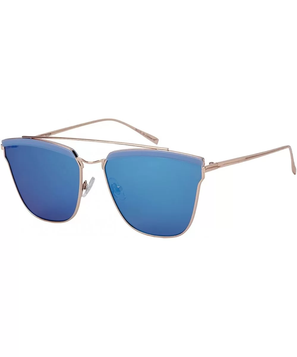 Women's Chic Square Sunnies with Flat Color Mirror Lens 32209-FLREV - Jelly Blue - CQ12NT7W0KC $14.38 Square