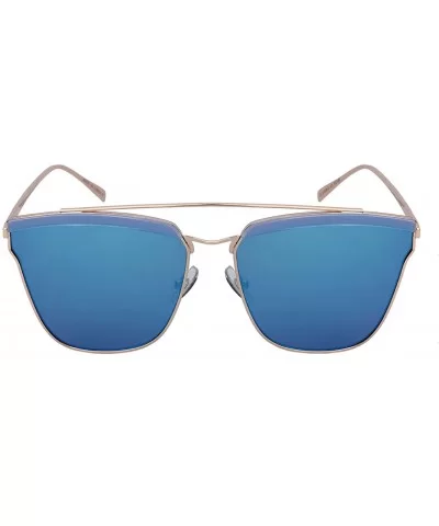 Women's Chic Square Sunnies with Flat Color Mirror Lens 32209-FLREV - Jelly Blue - CQ12NT7W0KC $14.38 Square