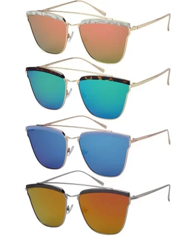 Women's Chic Square Sunnies with Flat Color Mirror Lens 32209-FLREV - Jelly Blue - CQ12NT7W0KC $14.38 Square