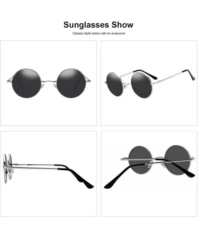 RANHUU Retro Small Round Polarized Sunglasses for Men Women Circle John Lennon Style Sunglasses - CD18X6Z7HO9 $13.97 Round