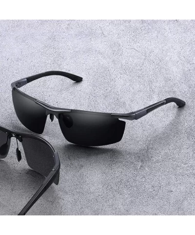 DESIGN Men Classic Aluminum Alloy Sunglasses HD Polarized Sunglasses C01 Black - C07 Blue - CM18XE9G7YG $24.60 Aviator
