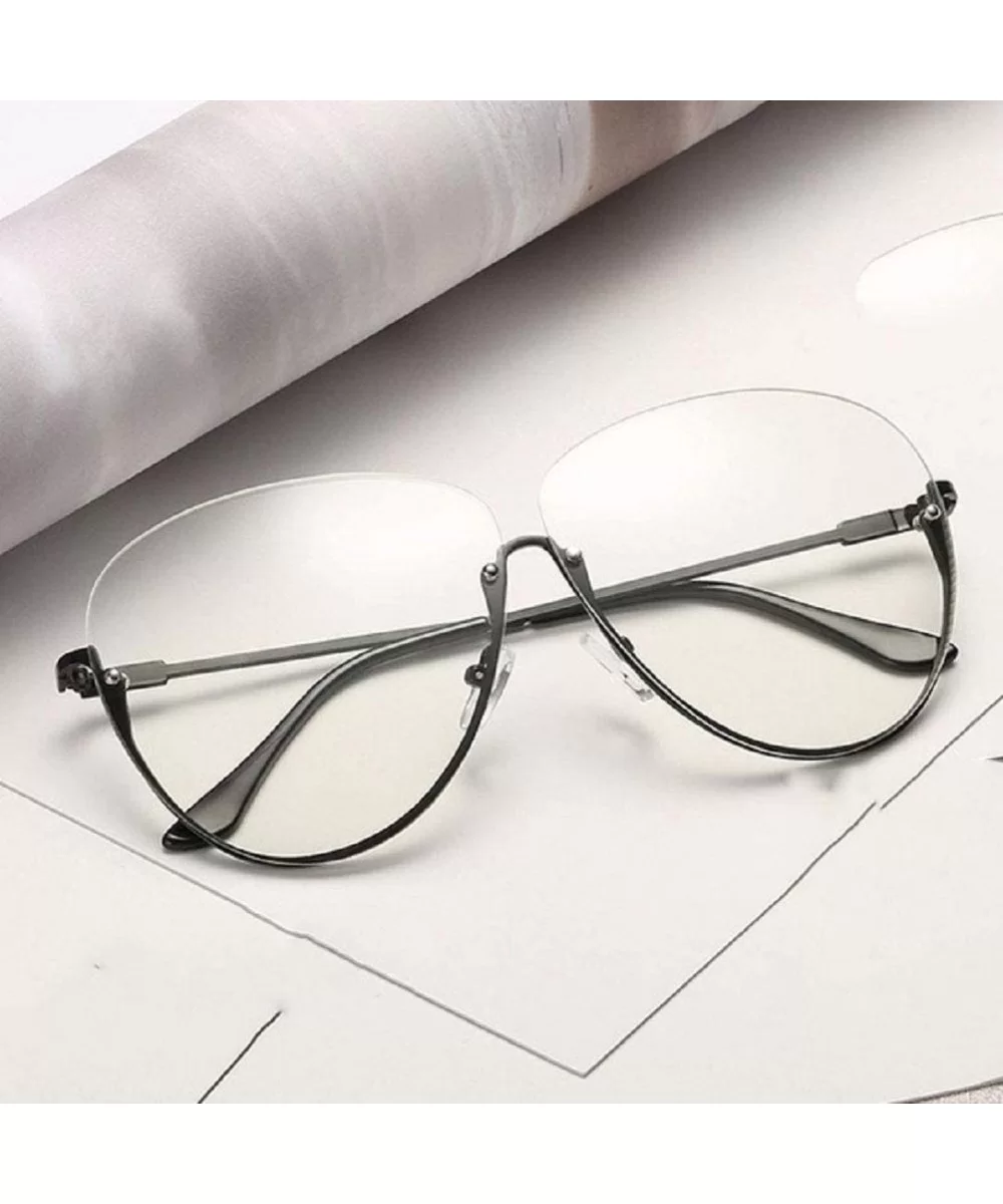 Fashion Oversized Rimless Sunglasses Women Clear Lens Glasses - C - CU18R4W748W $10.36 Square