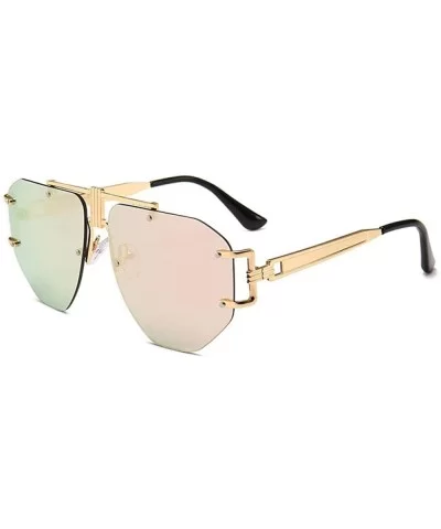 Modern Steam Wind Sunglasses Trend Street for Ocean Films - C3 Barbie Powder - CV18W53M24R $31.92 Rectangular