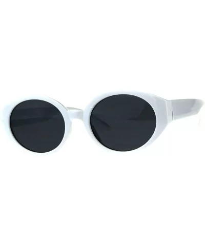 Womens Classic Fashion Sunglasses Oval Plastic Frame UV 400 - White (Black) - C818G74M2L7 $16.25 Oval