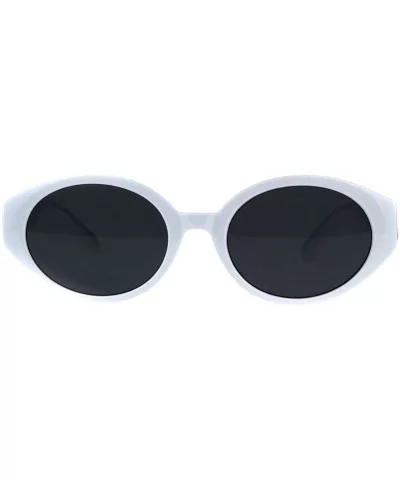 Womens Classic Fashion Sunglasses Oval Plastic Frame UV 400 - White (Black) - C818G74M2L7 $16.25 Oval