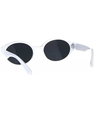 Womens Classic Fashion Sunglasses Oval Plastic Frame UV 400 - White (Black) - C818G74M2L7 $16.25 Oval