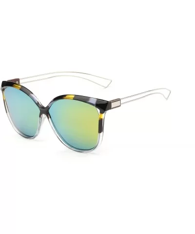 Mirrored Cat Eye Sunglasses Oversized Sunglasses for Women - Yellow Glaze - CE18GYZCZD9 $13.14 Cat Eye