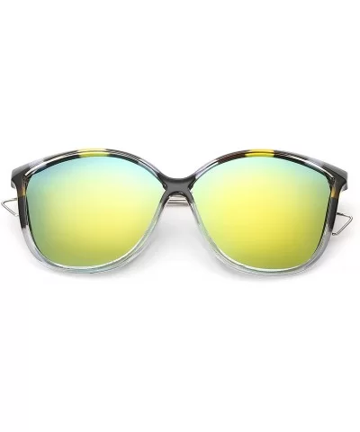 Mirrored Cat Eye Sunglasses Oversized Sunglasses for Women - Yellow Glaze - CE18GYZCZD9 $13.14 Cat Eye