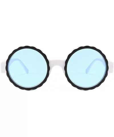 Vintage Sunglasses-Women's Fashion Round Frame Sunglasses Gas Glasses - Blue - C918RS2M7YZ $8.56 Round