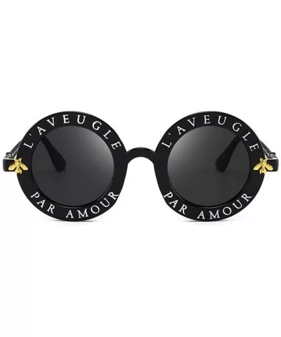 Retro Round Sunglasses English Letters Little Bee Sun Glasses Men Random Color - Black Yellow - C618XE0M8UY $12.99 Aviator