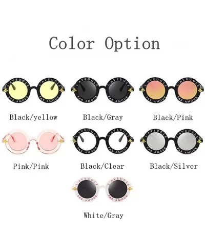 Retro Round Sunglasses English Letters Little Bee Sun Glasses Men Random Color - Black Yellow - C618XE0M8UY $12.99 Aviator